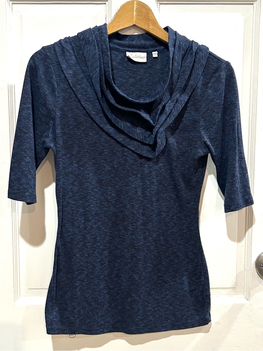 Anthropologie Deletta Navy & Black Marled Women's Top Romantic Preppy Size M